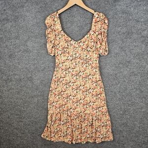 Dear Siouxsie Floral V Neck Mini Dress | Romantic Tie-Back| Size: Large